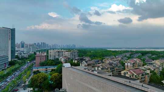 湖北美术馆武汉市东湖路航拍武昌区城市风景