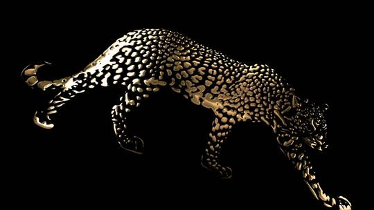 豹子 豹纹 猎豹 动物 金属 金色AE视频素材教程下载