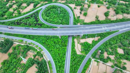 航拍高速公路、道路城市街景