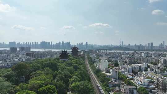 黄鹤楼航拍武汉地标城市景观建筑风光风景