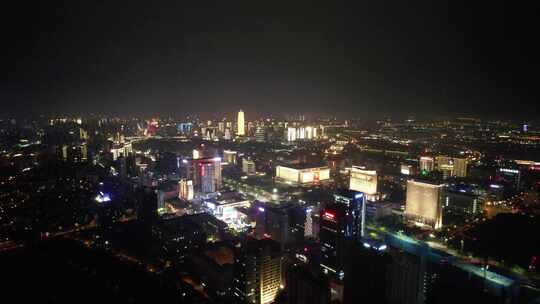 河南郑州金水路夜景航拍