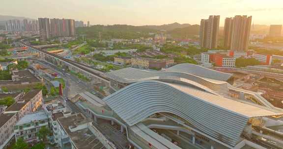 深圳龙岗大运枢纽地铁站航拍