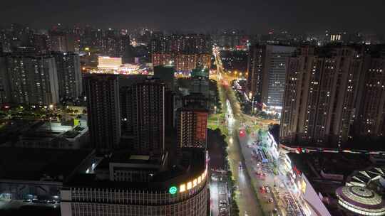广西南宁安吉万达及周边交通建筑夜景