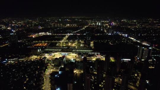 江苏常州城市夜景交通航拍