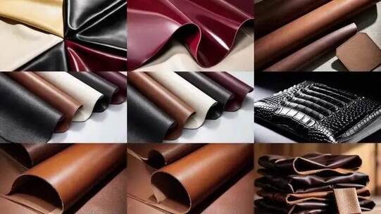 各色皮革皮具真皮面料质感展示高清在线视频素材下载