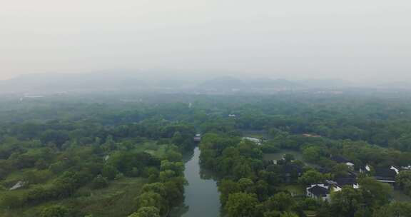 杭州西溪湿地公园夏天风光航拍