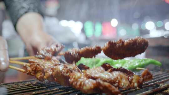 新疆夜市烧烤摊视频素材模板下载