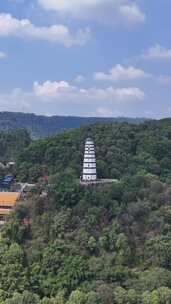 竖版航拍四川宜宾白塔山景区