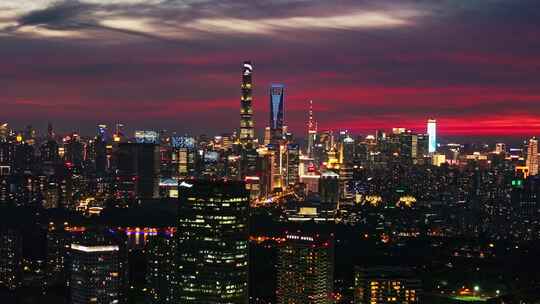 上海晚霞 陆家嘴夜景 国际博览中心 晚霞