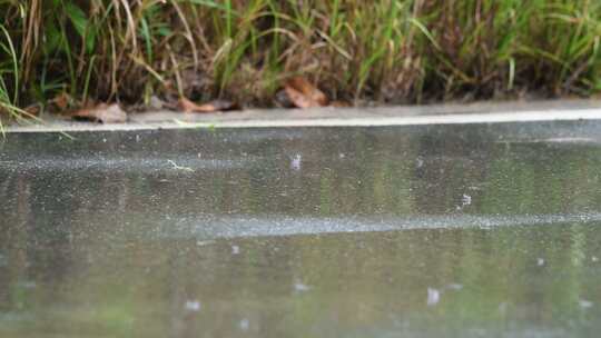 雨滴落在地面上