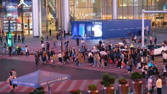 长沙黄兴广场五一广场夜晚夜景人流游客长沙