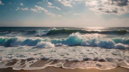 海边海浪与阳光风景