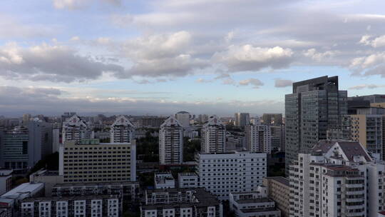 航拍延时北京城市上空移动的云