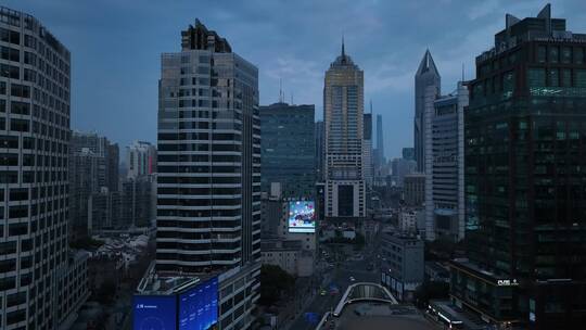 上海黄浦区夜景航拍