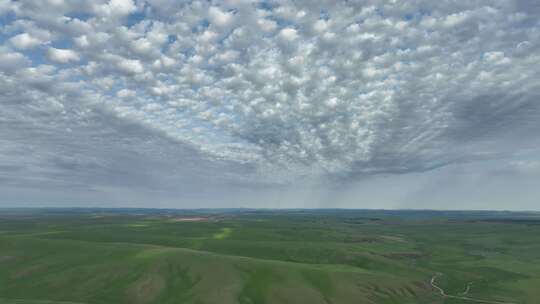 航拍内蒙古草原丘陵天空云彩视频素材