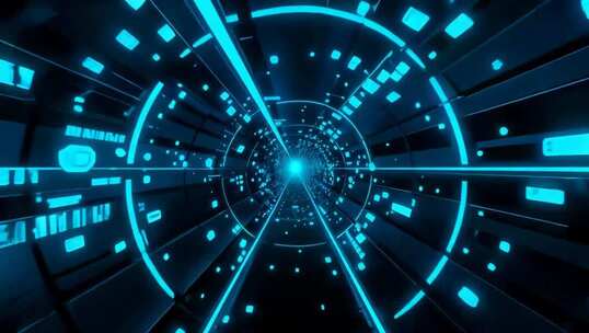 科技感蓝色隧道穿梭画面