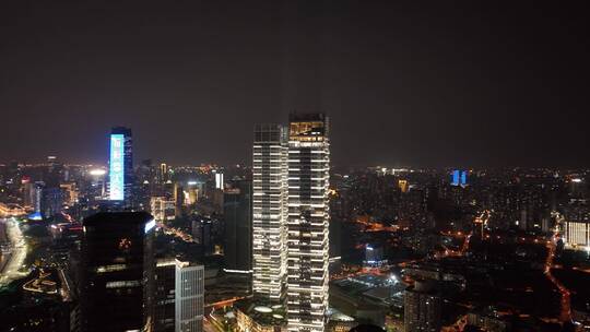 北外滩来福士广场夜景环绕航拍