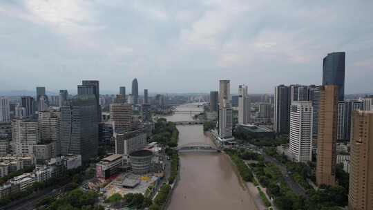 浙江宁波奉化江两岸高楼建筑航拍