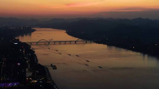 杭州钱塘江复兴大桥航拍视频素材模板下载