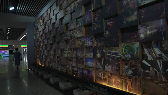 龙阳路地铁站故事墙视频素材模板下载
