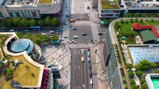 杭州西湖平海路步行街车流人流延时摄影