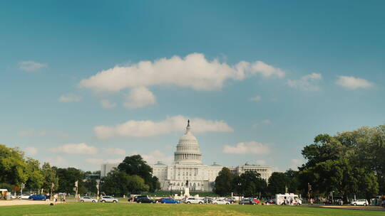 华盛顿特区的国会大厦和草坪