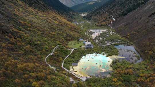 黄龙五彩池冬季航拍延时