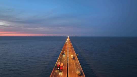 东海大桥夜景 上海建设 临港 跨海大桥