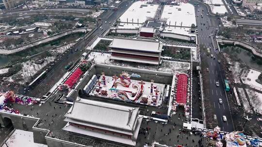 西安永宁门 灯会 雪景