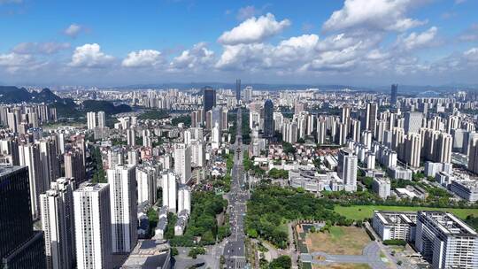 广西柳州文昌路城市大景交通航拍