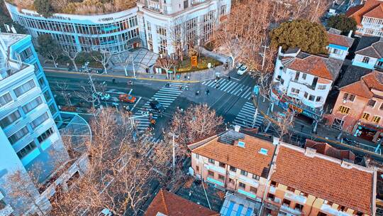 静安区北京西路航拍建筑风光