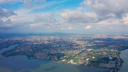 昆明西山公园凌虚阁航拍昆明市城市全景