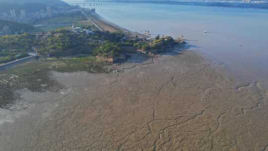 航拍福州闽江河口湿地公园视频素材模板下载