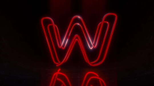 彩色霓虹灯字母W循环动画。