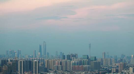 1080P广州塔珠江新城黄昏远景延时拍摄