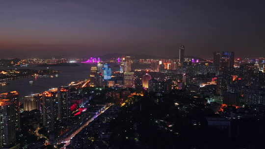 福建厦门城市夜景航拍