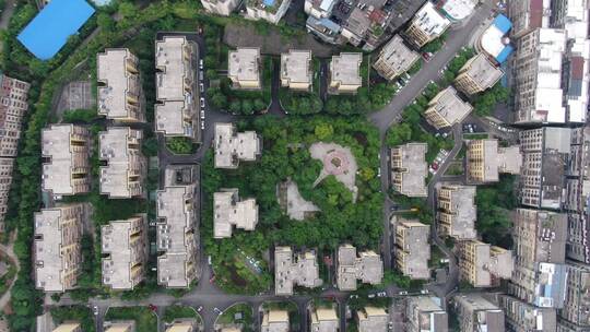 航拍城市小区住宅居民楼