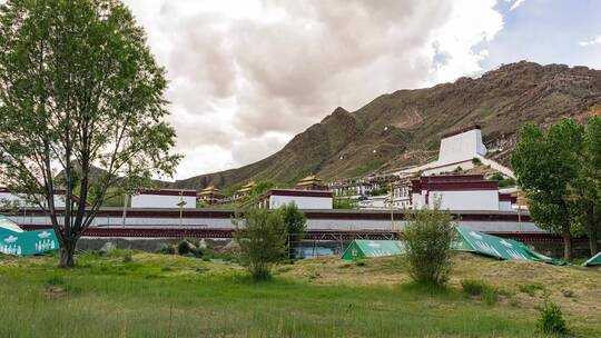 西藏 日喀则 扎什伦布寺 下午 日落视频素材模板下载