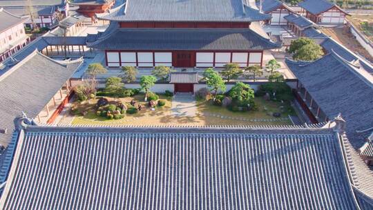 宁波宁海西店广德寺唐风寺庙建筑航拍