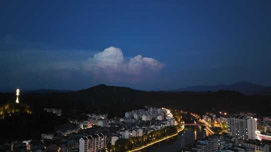 福建三明泰宁县城夜景灯光航拍