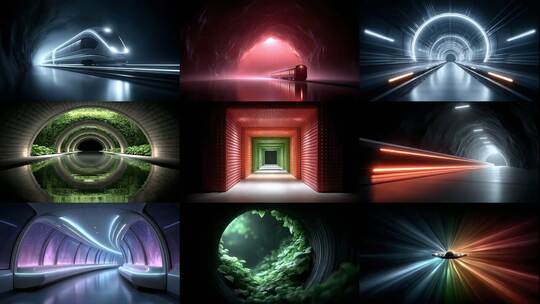 时空隧道穿梭之旅梦幻未来科技感高清在线视频素材下载