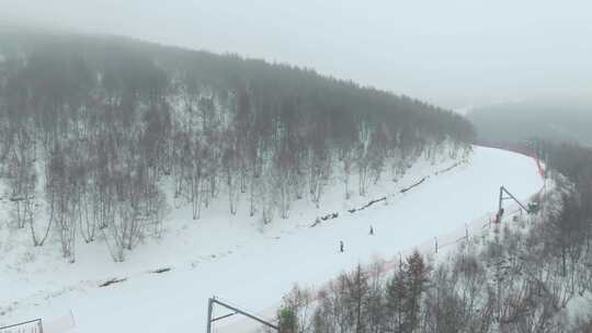 高山雪场雪道滑雪视频素材模板下载