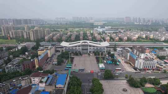 安徽滁州北站火车站交通建筑航拍