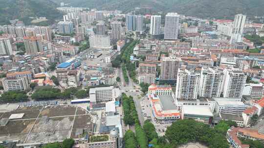 俯瞰视角的城市建筑风貌全景