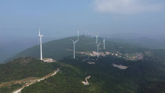 航拍福建江口风电风景4K实拍视频