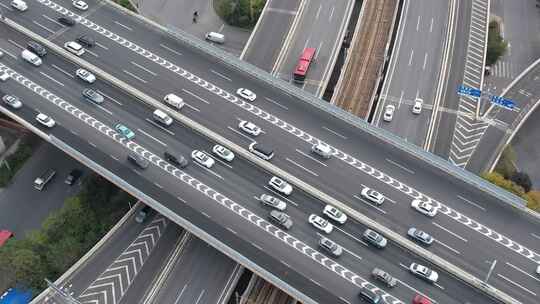 天津城市街道立交高架交通行驶路况