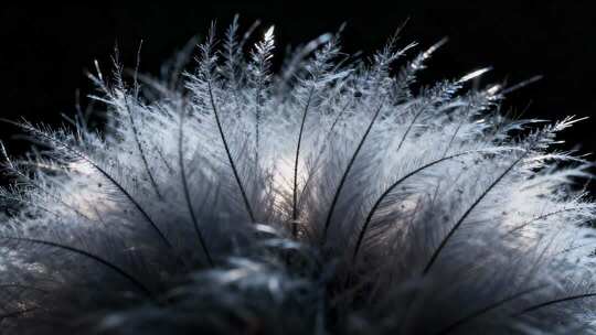 梦幻发光白色芦苇羽毛唯美治愈特写视频