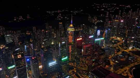 前飞香港中环广场夜景航拍视频4K30P