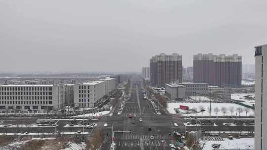 航拍城市雪景石家庄