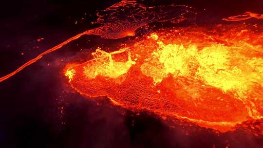 FPV无人机航拍火山喷发岩浆涌动爆发实拍